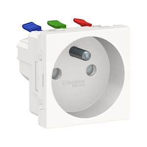 Schneider Prise de courant 2P+T Blanc antimicrobien 90° -16A - NU305920