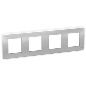 Schneider plaque de finition Aluminium - 4 postes -NU400830