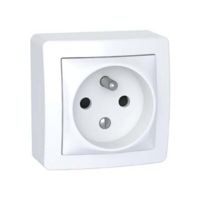 Prise de courant - 2P+T - complet - blanc polaire- Alréa - ALB62272P