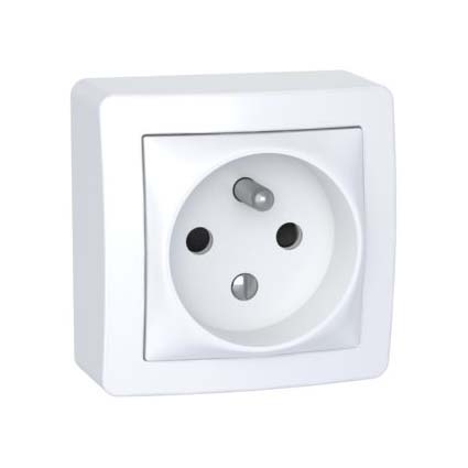 Prise de courant - 2P+T - complet - blanc polaire- Alréa - ALB62272P