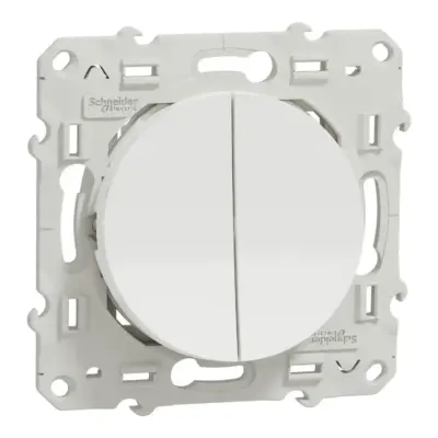 SCHNEIDER Odace Interrupteur va-vient + poussoir blanc - S520285