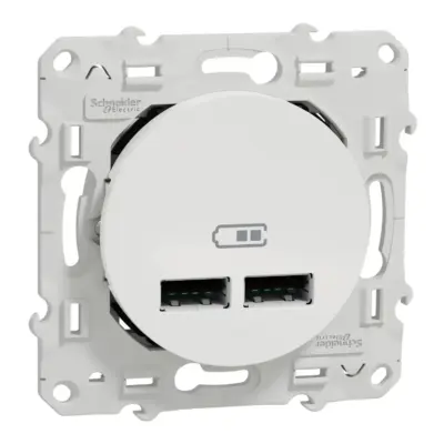 Odace - double chargeur USB 2.1 A - blanc