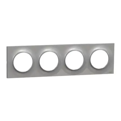 SCHNEIDER Plaque Quadruple horizontale / verticale 71mm - Aluminium - Odace Styl - S520708E