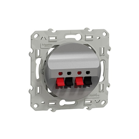 SCHNEIDER Odace Prise haut-parleur alu 2 sorties - S530488