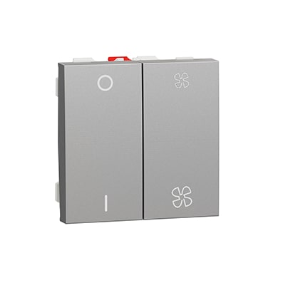 Schneider Interrupteur Aluminium pour VMC - 10A - Avec arrêt -NU321430-min