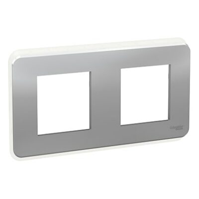Schneider Plaque Aluminium 2 postes avec liseré transparent -NU400430