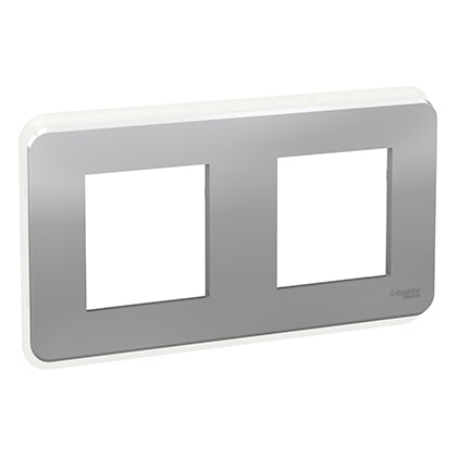 Schneider Plaque Aluminium 2 postes avec liseré transparent -NU400430