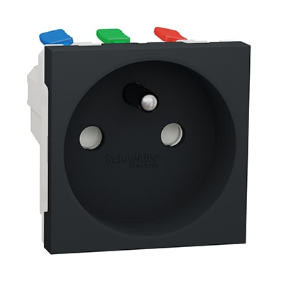 Schneider Prise de courant 2P+T Anthracite Unica - 90° - 16A - NU305954