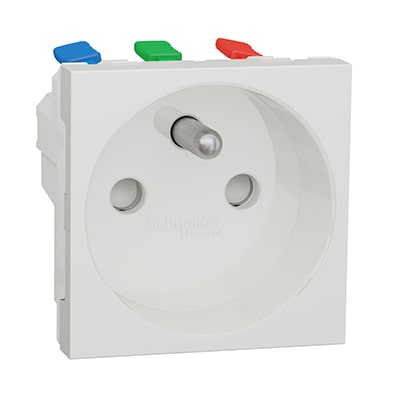 Schneider Prise de courant 2P+T Blanc Unica - 90° - 16A - NU305918