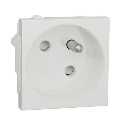 Schneider Prise de courant 2P+T Blanc-antimicrobien - 45° -16A -NU304920