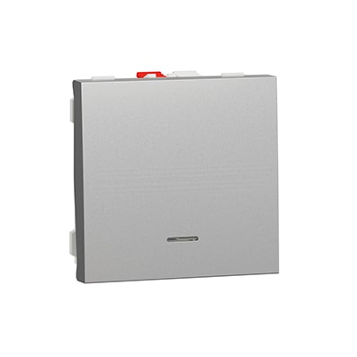 Schneider poussoir lumineux Aluminium- 10A - 2 mod - NU320630N