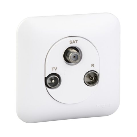 Prise TV/FM/SAT - 1 entrée arriére avec plaque Blanc - S260461