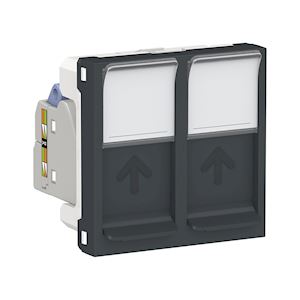 Schneider Double prise RJ45 Anthracite - Cat.6 STP - 2 modules - NU342654