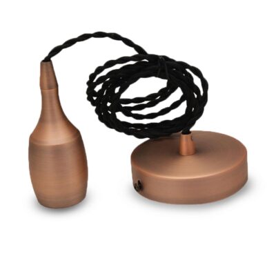 DOUILLE E27 METAL -MAT CUIVRE ROUGE + CABLE 2 M -5019