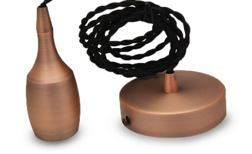 Suspension cloche longue cuivre mat - Douille métal E27 60W - 5019