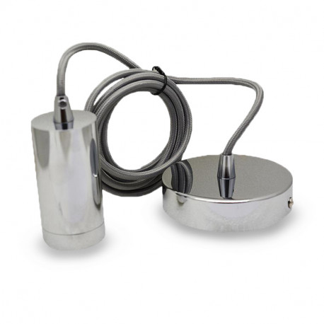 El-vision Suspension Douille E27 Chrome Metal + Câble 2m -5031