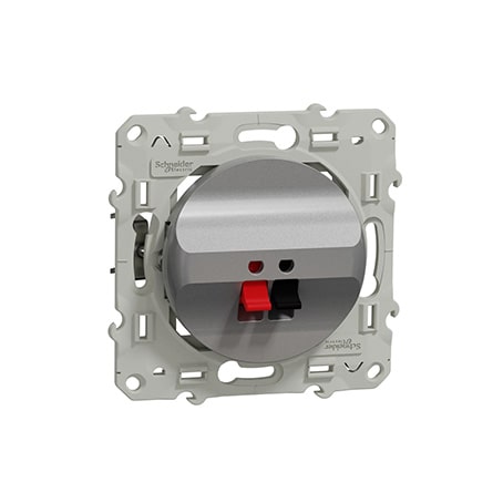 Prise hauts parleurs simple - aluminium - Odace - S530487