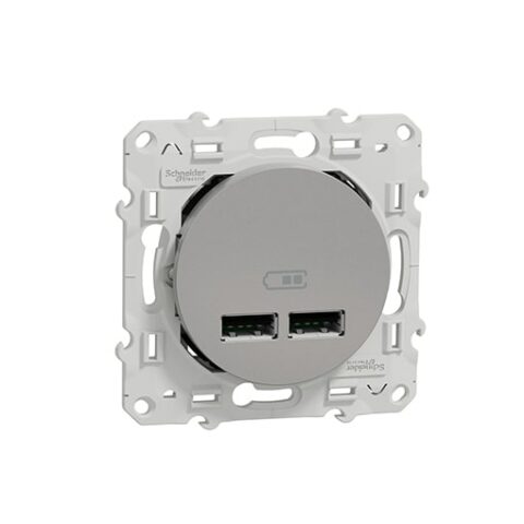 SCHNEIDER Odace Prise USB double alu