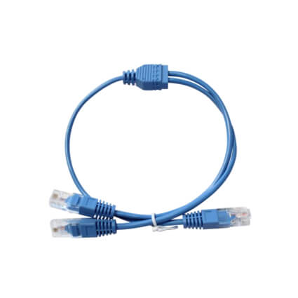 Cordon Y UTP 2 paires Bleu 0,5m RJ45 2 RJ45