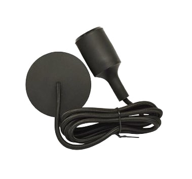 Suspension Douille Silicone E27 Noir + Câble 2m