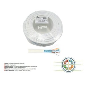 Câble RJ45 100 Ohm F/UTP 4 Paires Cat 6 LSZH 100m - F4P6SH1
