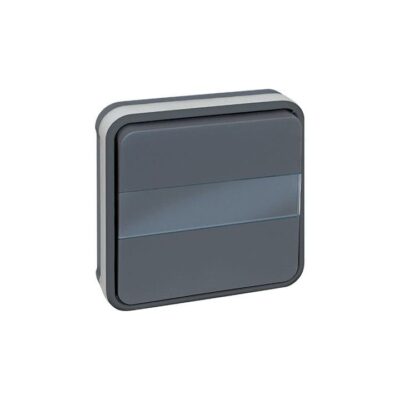 Bouton poussoir avec porte étiquette lumineux 10A - Gris - 60885