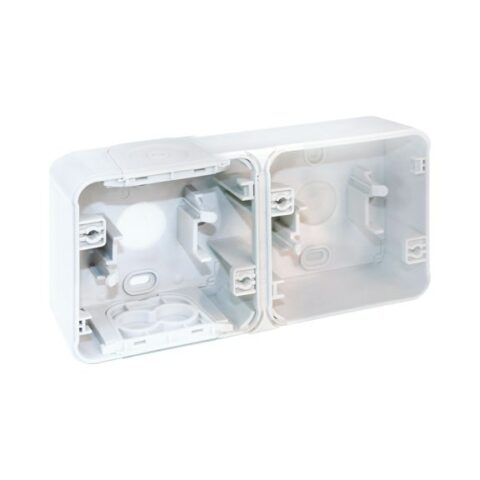 Boite 2 poste horizontale - blanc - saillie - 60866