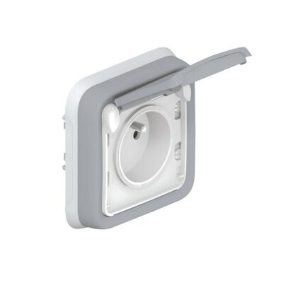 Prise de courant 16A 2P+T Plexo IP55 - Complet encastré - Gris -069831
