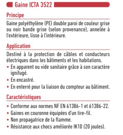 Gaine ICTA 3522 - Résistante aux chocs - Ignifuge
