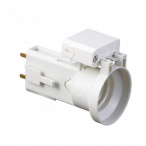 Douille DCL courte à connexion automatique - E27 - Encliquetable - Blanc - 62102