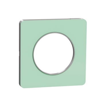 Plaque translucide vert avec liseré aluminium - 1 poste Odace Touch - S530802S