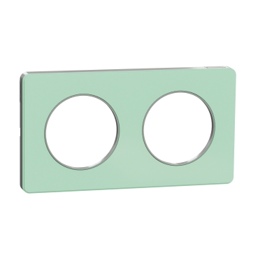 Plaque translucide Verre avec liseré Alu 2 postes horiz./vert. 71mm - S530804S