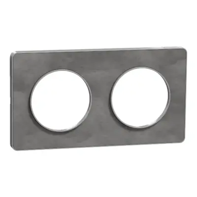 Plaque pierre ardoise avec liseré aluminium - Alu 2 postes horiz./vert. 71mm - S530804V