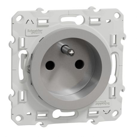 Prise 2P+T aluminium - Rénovation 16A - SCHNEIDER Odace – S530049