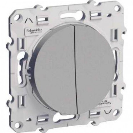 Va et vient et poussoir 10A - Odace Schneider - aluminium -S530285