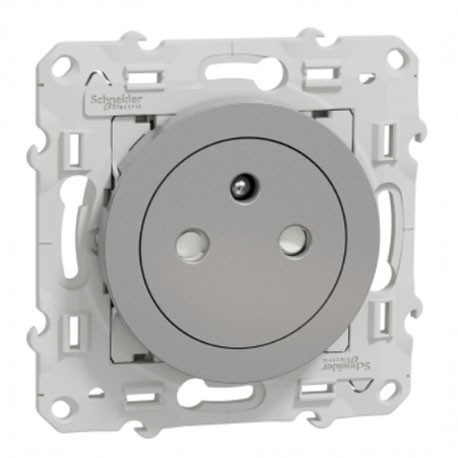 Prise de courant affleurante Odace 16A 2P+T - Aluminium – S530052