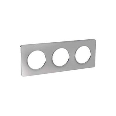 Plaque translucide Verre avec liseré Alu 3 postes horiz./vert. 71mm – S530806S