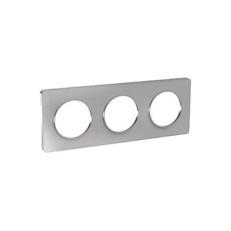 Plaque translucide Verre avec liseré Alu 3 postes horiz./vert. 71mm – S530806S