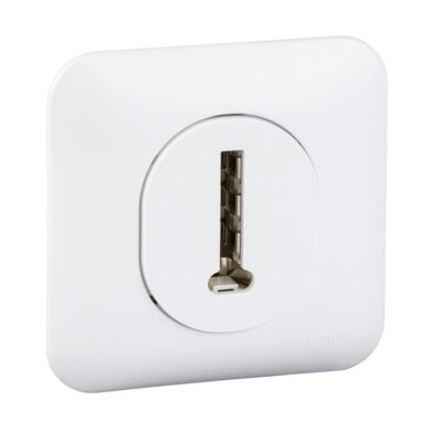 Prise téléphone en T - 8 contacts avec plaque Blanc - Ovalis - S260496