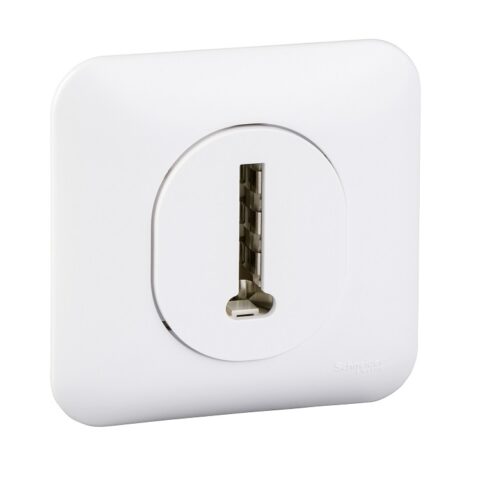 Prise téléphone en T - 8 contacts avec plaque Blanc - Ovalis - S260496