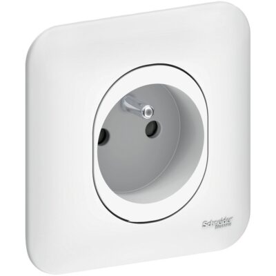 Prise de courant 2P+T blanc - SCHNEIDER Ovalis - S260059