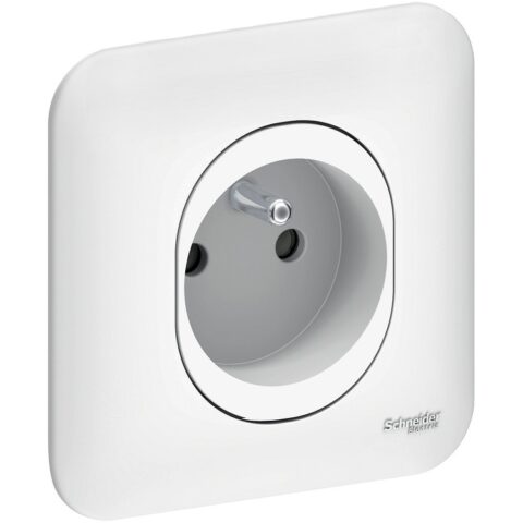Prise de courant 2P+T blanc - SCHNEIDER Ovalis - S260059