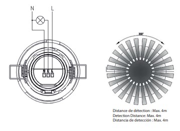 DÉTECTEUR DE MOUVEMENT IR LED ENCASTRABLE 360° 400W BBC 