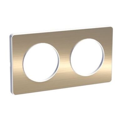 Plaque Bronze brossé liseré - blanc 2 postes horiz./vert. 71mm - S520804L