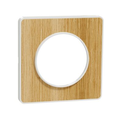 Plaque Bois naturel avec liseré - blanc - 1 poste - Odace Touch - S520802N