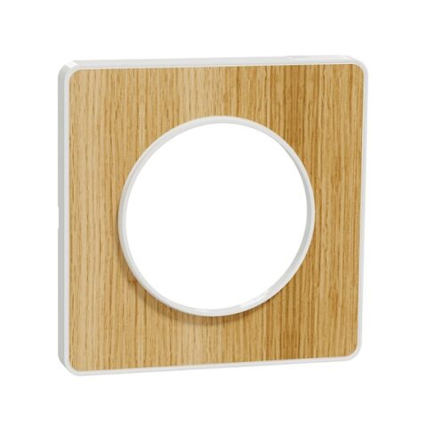 Plaque Bois naturel avec liseré - blanc - 1 poste - Odace Touch - S520802N