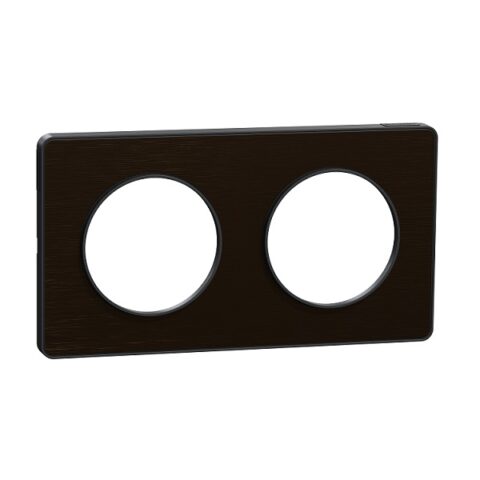 Plaque bronze brossé liseré anthracite 2 postes horiz./vert. 71mm - Odace Touch - S540804L