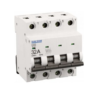 Eur Ohm - Disjoncteur 4P 32A courbe C connexion vis haut-bas 6kA