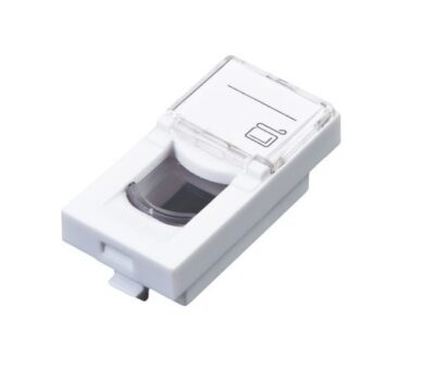 Plastron 22,5×45 RJ45 Nu pour 1 embase RJ45 – blanc – pour embase FTP – 1011128