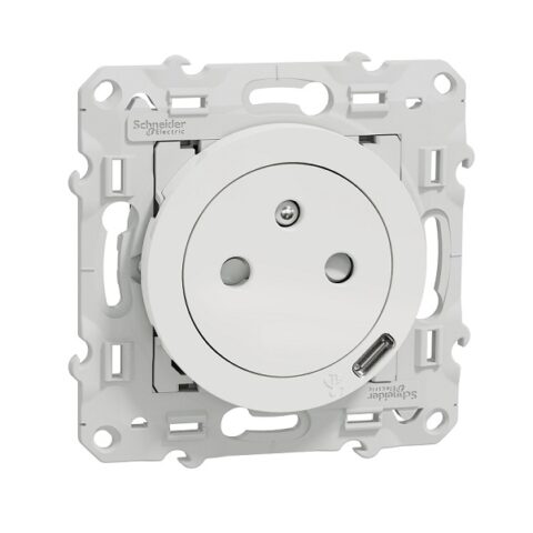 Odace - prise affleurante + USB C 10.5W - blanc